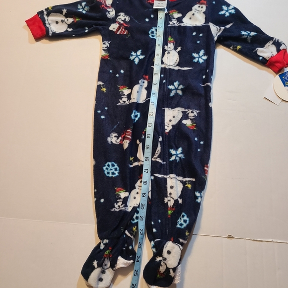 Peanuts Snowman Footie Pajama - Navy and Red NWT 18 Months - Picture 9 of 9
